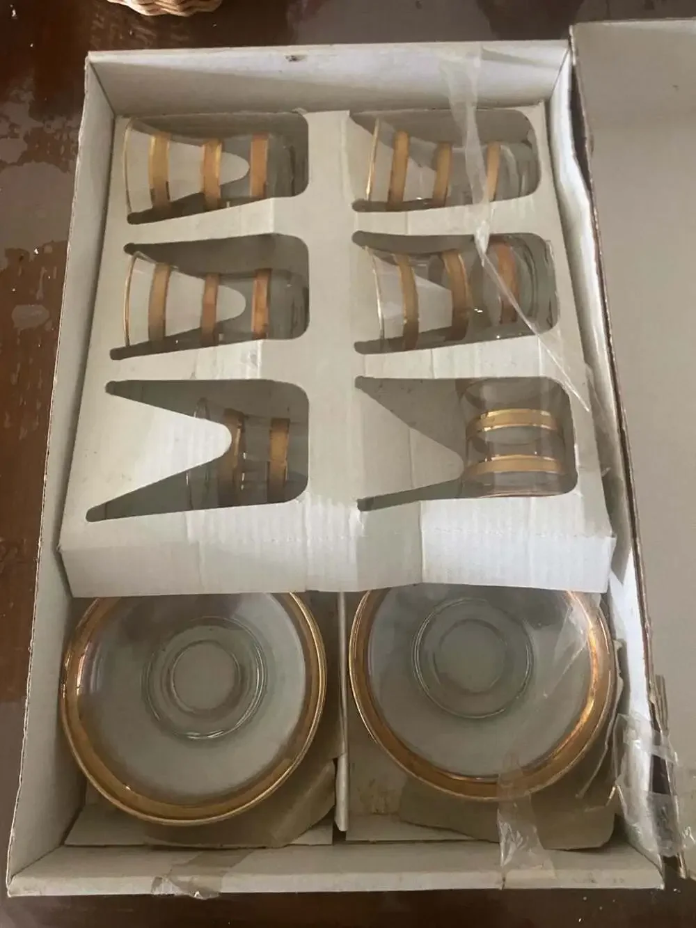 Paşabahçe Versailles Gold Collection Turkish Tea Glasses and Saucers Set